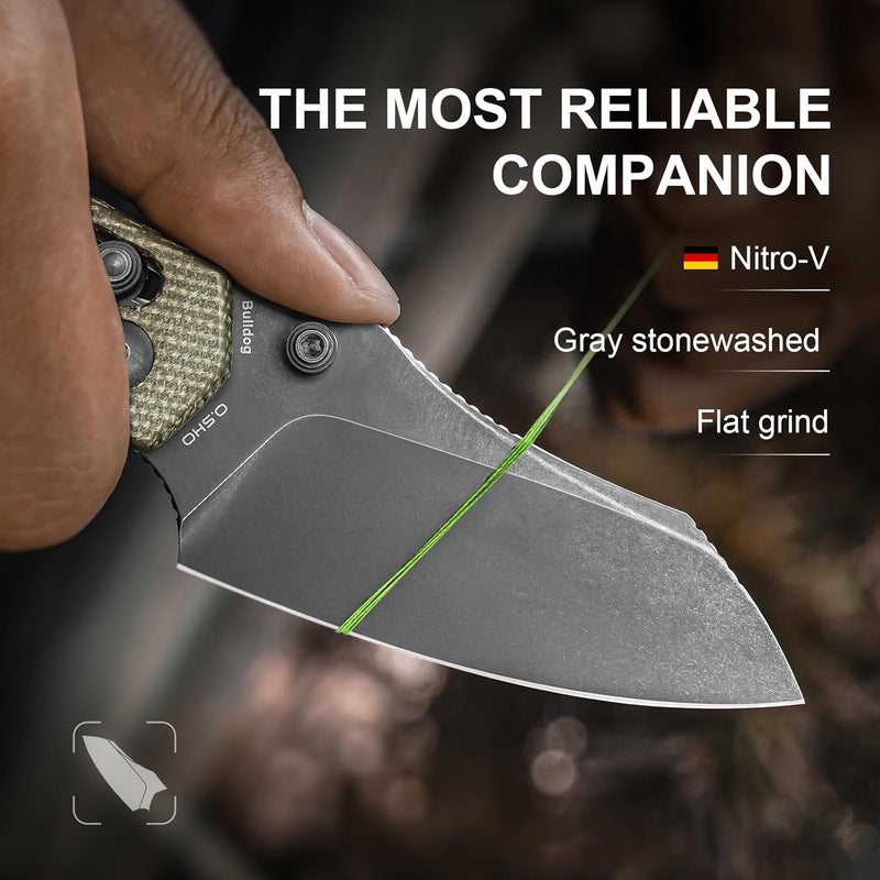 KIZER سكين جيب بولدوج، 3 إن شفرات نيترو V سكين طي مقبض ميكارا للتخييم والصيد مع مشبك قابل للعكس، قفل قلاب سكاكين صغيرة EDC للرجال والنساء V3672A3 - Image 2